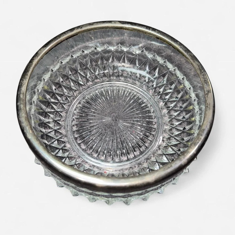 Vintage Genuine Crystal Bowl with Silver-plated Rim (Made In England) - Picture 15 of 16